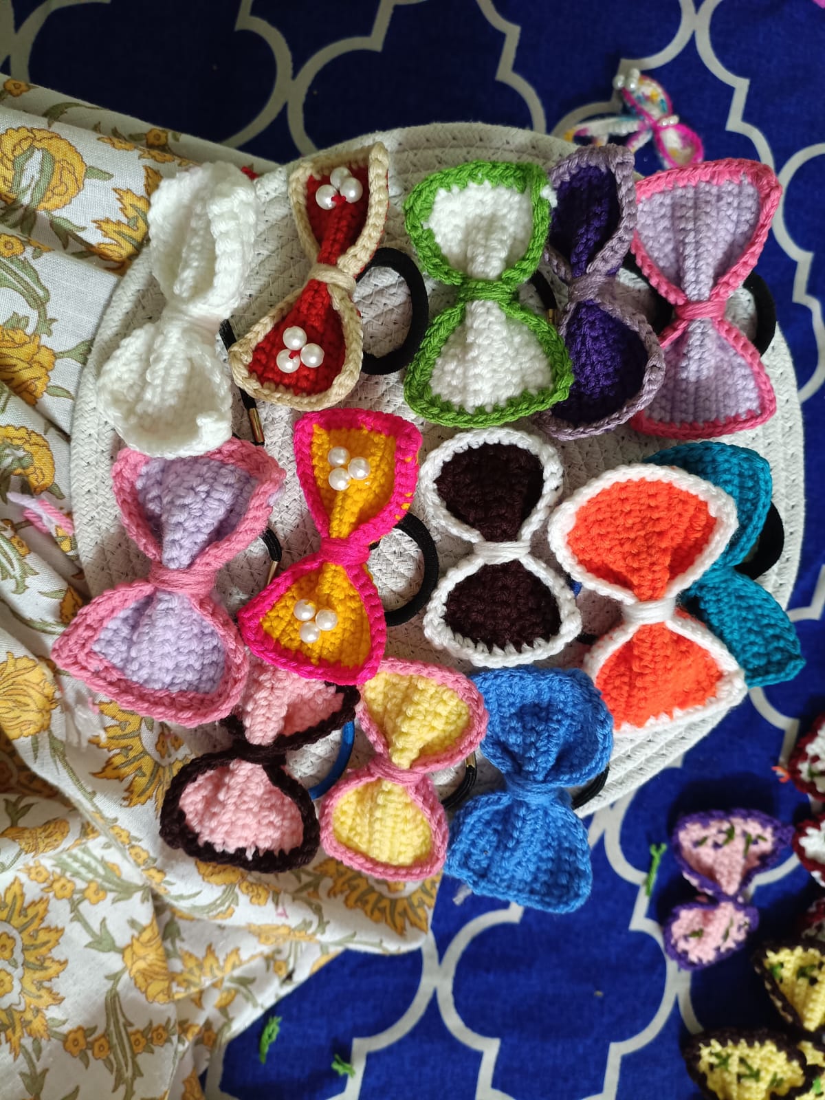 Artisan Knitted Hairbow Clips
