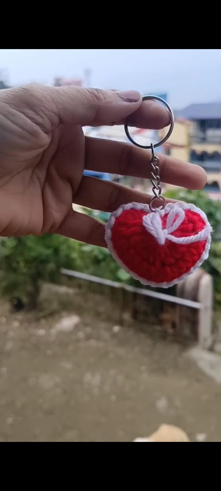 Puffy Love Heart Charm Keychain