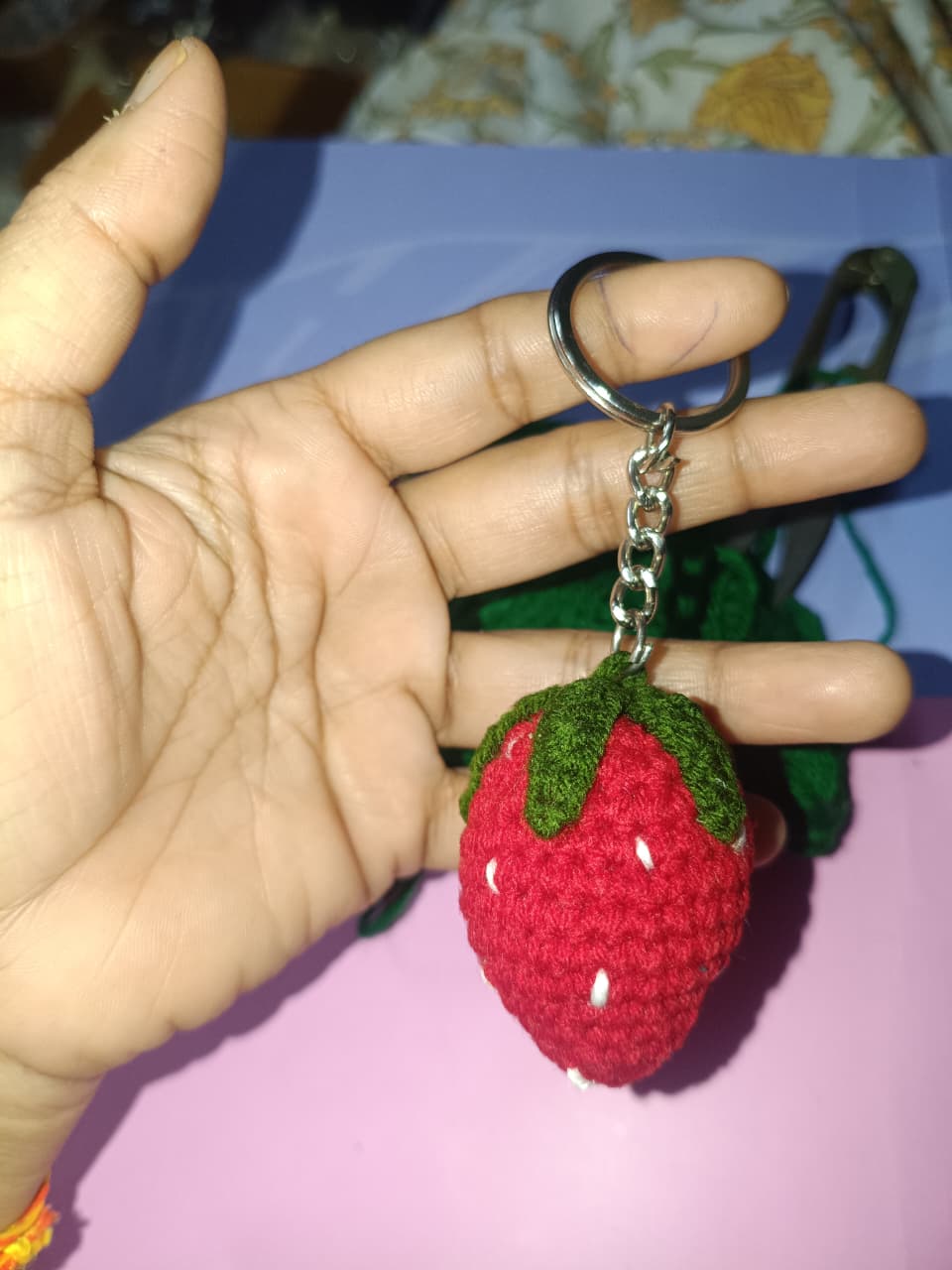 Sweet Strawberry Charm Keychain